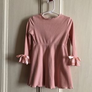 Girls 4T Flare Sleeve Solid Bowknot Dress